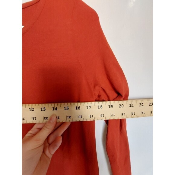 Eileen fisher long sleeve tunic asymmetrical top flowy orange size large - Picture 4 of 10